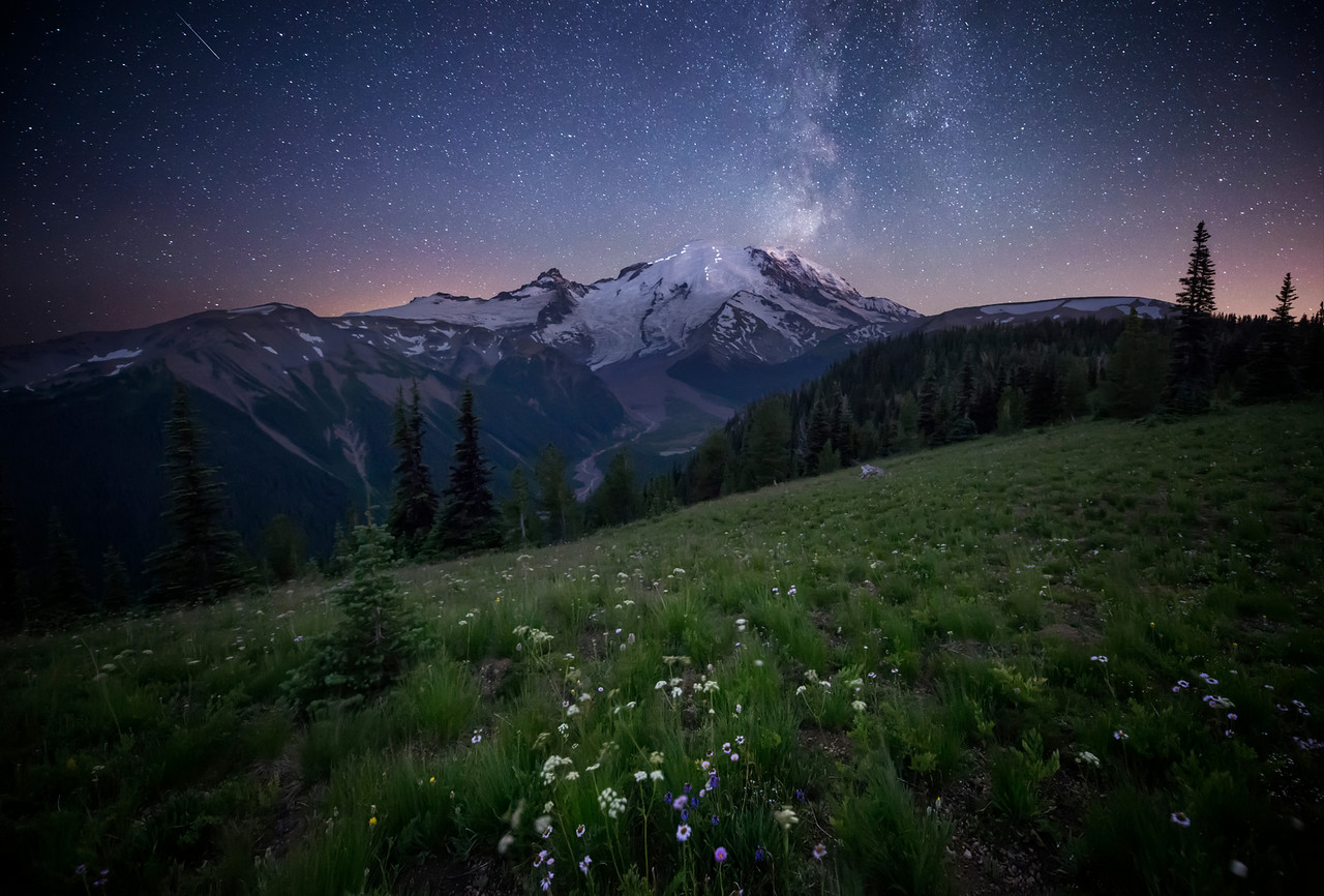 Inspirational Beautiful Night Sky Mount Rainier