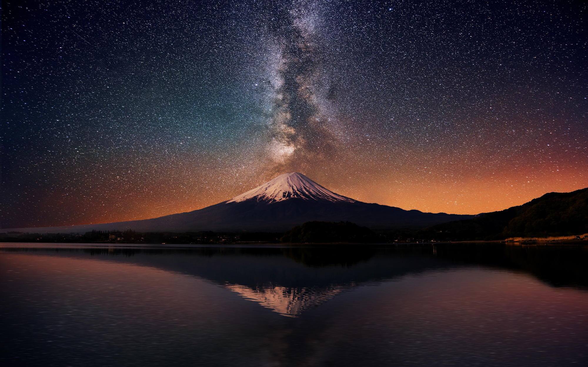 Mount Fuji Night Sky Beautiful